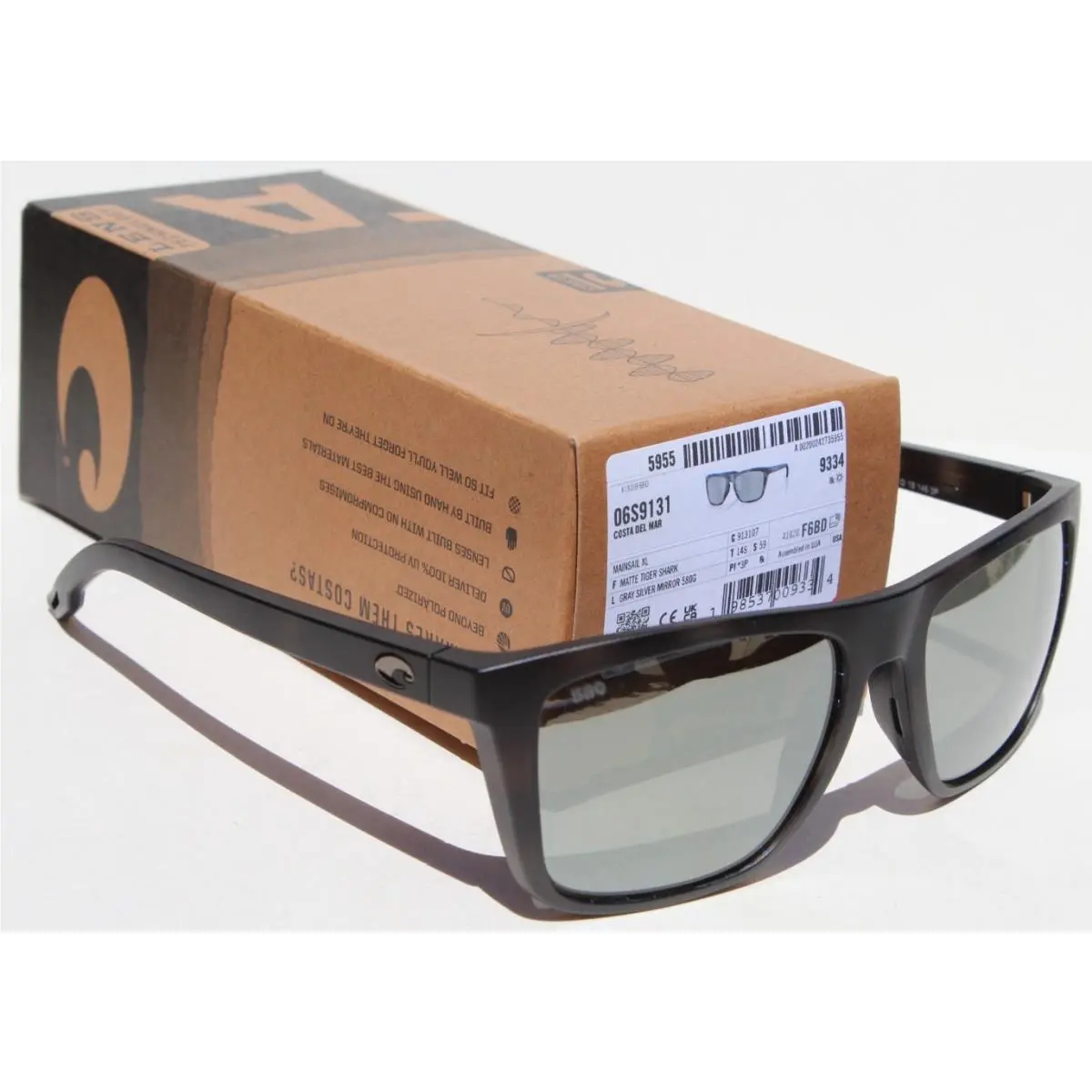Costa Del Mar Mainsail XL 580G Polarized Sunglasses Tiger Shark/gray Silver