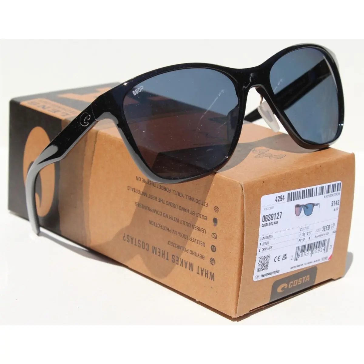 Luna Nueva Polarized 580P Sunglasses Womens Black/gray by Costa Del Mar