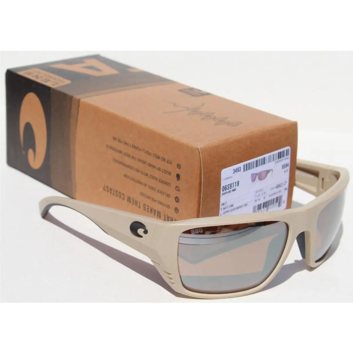 Costa Del Mar Finlet 580G Polarized Sunglasses Matte Sand/copper Silver 580