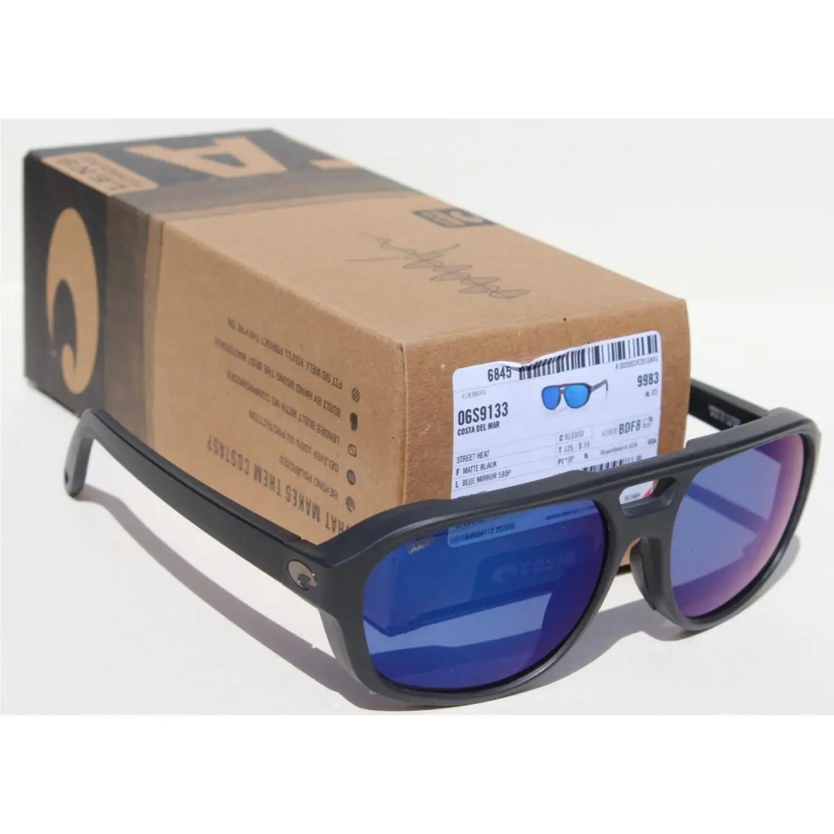 Heat Street Youth/small Polarized Sunglasses Black/blue 580P by Costa Del Mar