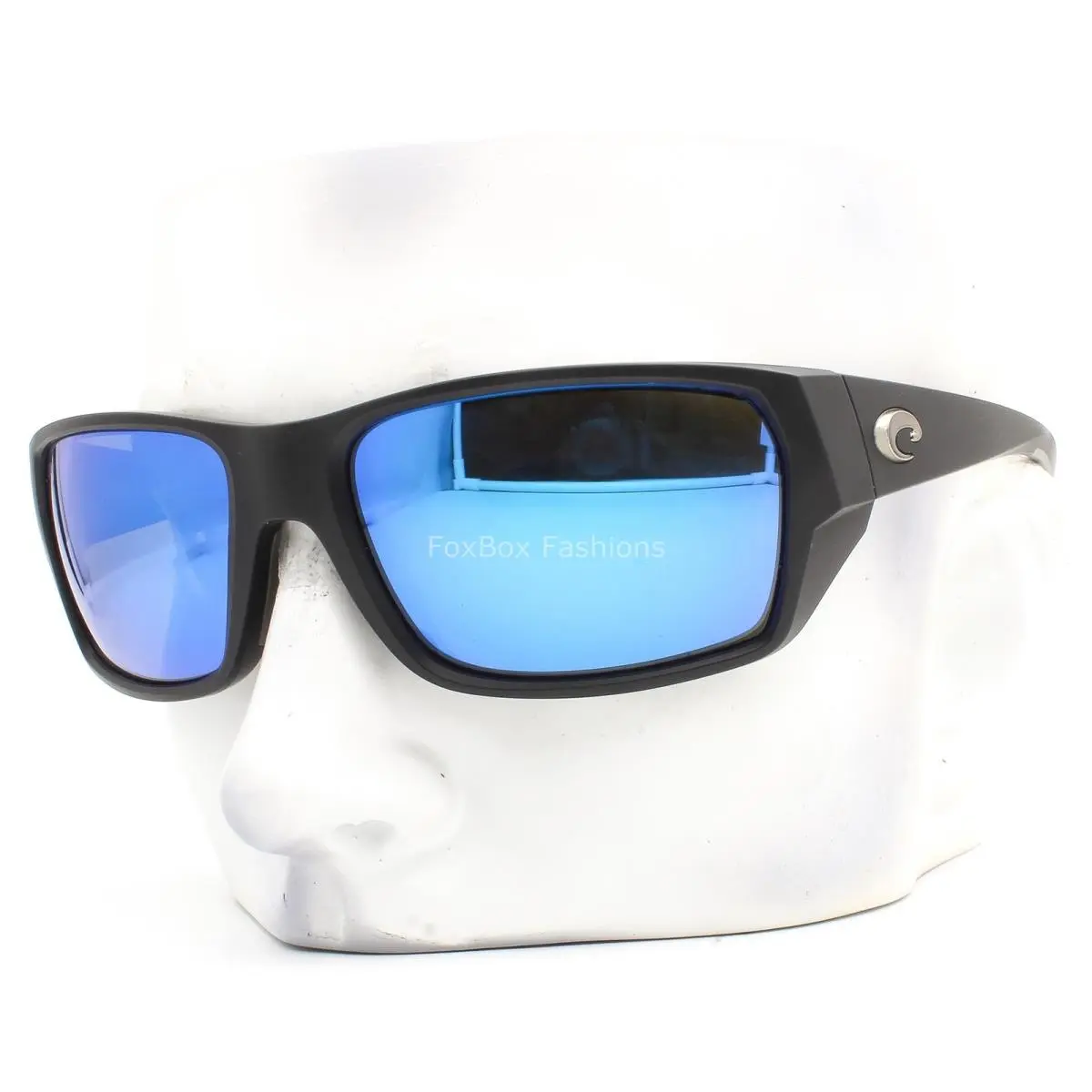 Costa Del Mar Sunglasses Tailfin Matte Black Blue Polarized Glass 60mm with Case