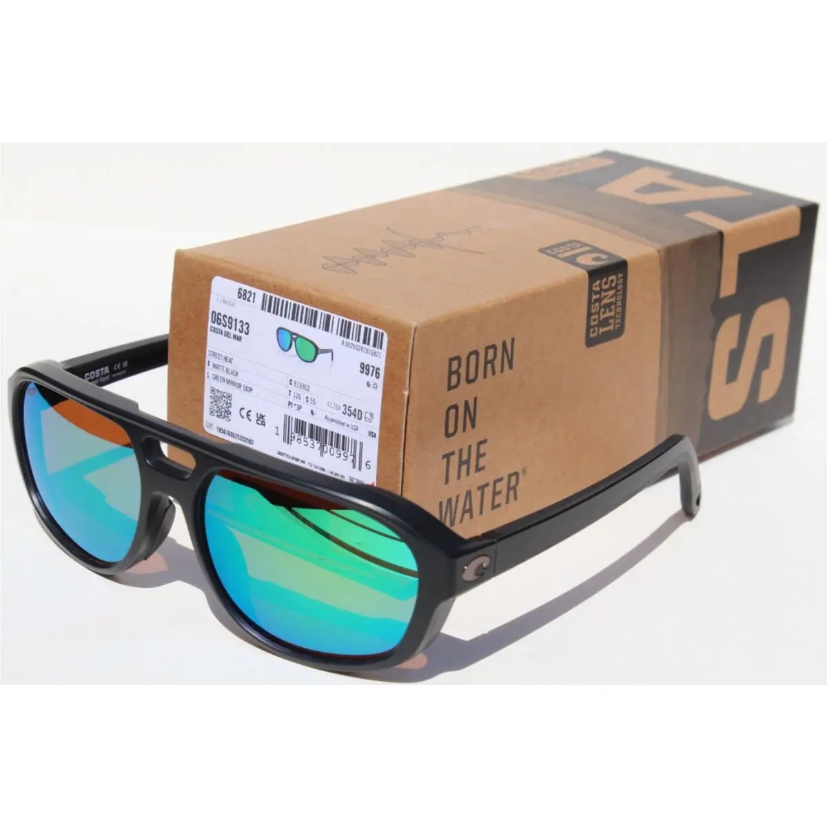 Heat Street Youth/small Polarized Sunglasses Black/green 580P by Costa Del Mar