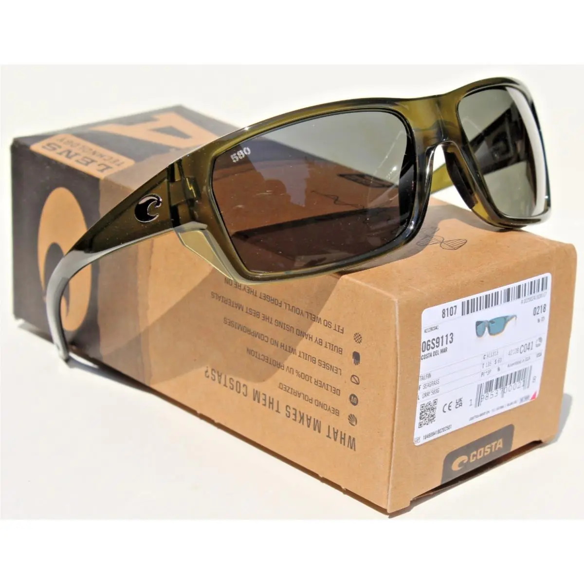 Tailfin 580G Polarized Sunglasses Seagrass/gray 580 by Costa Del Mar