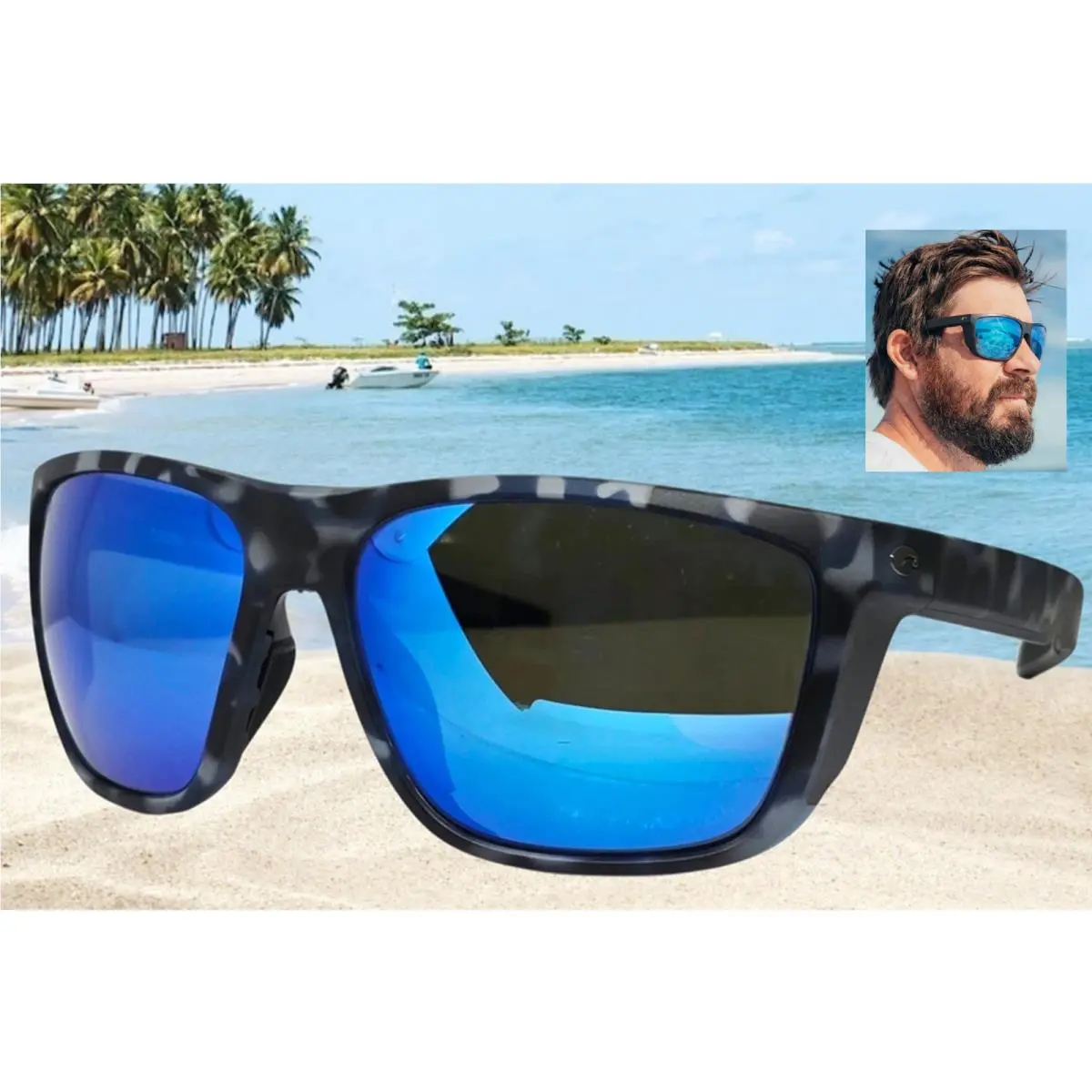 Costa Del Mar Deep Water Camo/blue Mirror Ferg XL Polarized 580G Sunglasses
