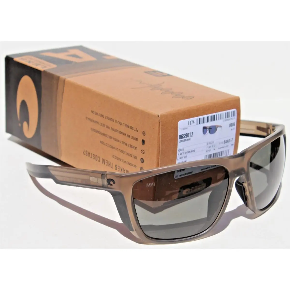 Costa Del Mar Ferg XL 580G Polarized Sunglasses Matte Brown Smoke/gray 580