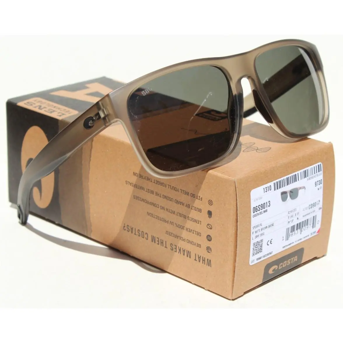 Costa Del Mar Spearo XL 580G Polarized Sunglasses Matte Brown Smoke/gray 580
