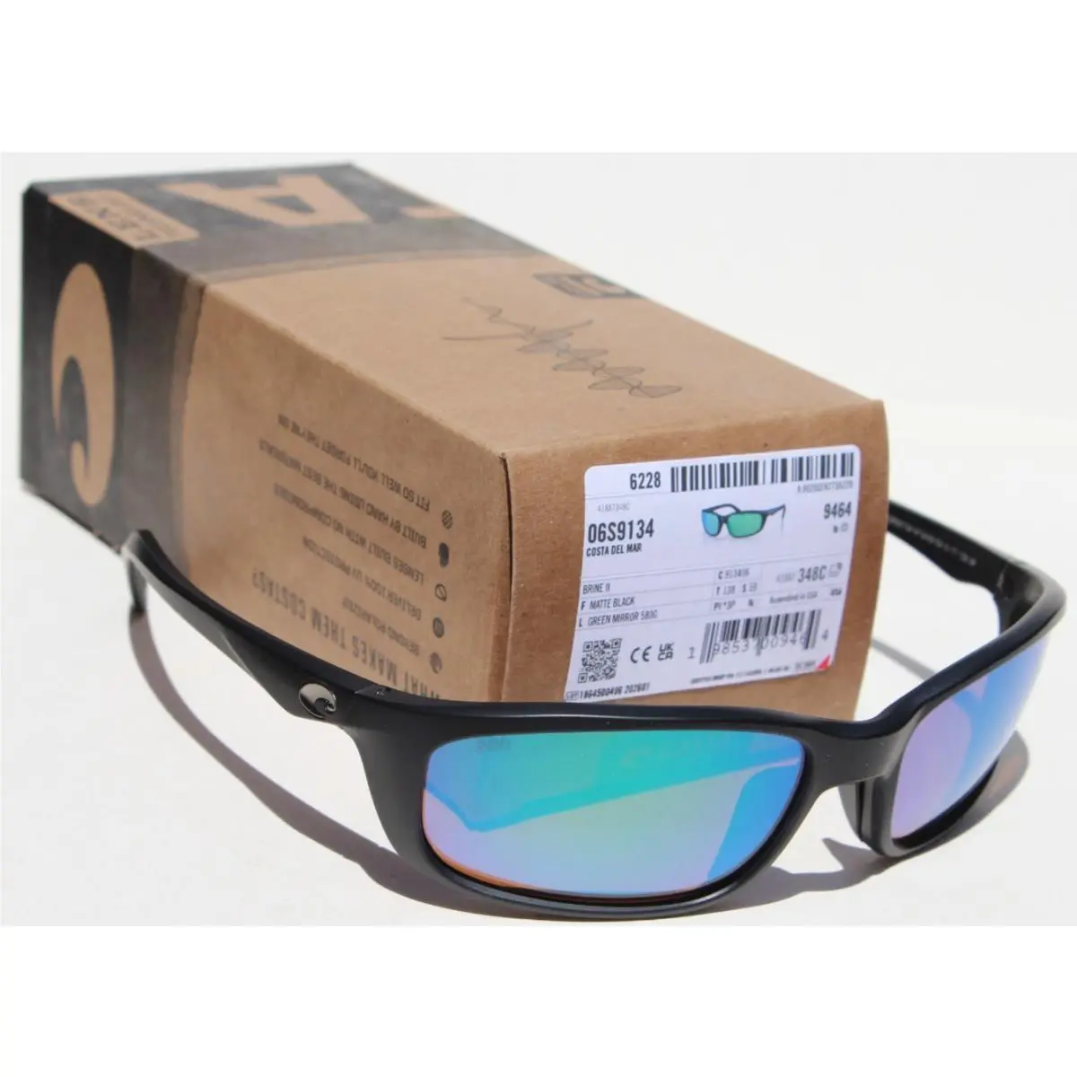 Costa Del Mar Brine II 580G Polarized Sunglasses Matte Black/green Mirror
