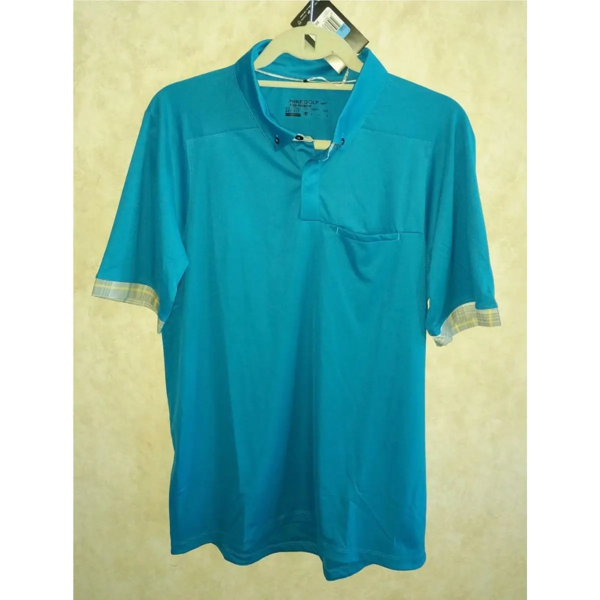 Nike Golf Premium Novelty Pocket Dk Turq Blue S/s Dri Fit Polo Shirt Mens M
