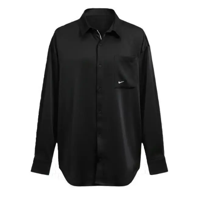 Nike Women`s Sportswear Oversized Satin Long-sleeve Top Black IM0575-010 k