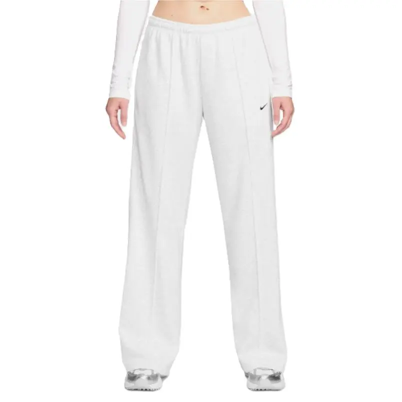 Nike Women`s Mid-rise French Terry Open-hem Pants Birch Heather/white II3978-051
