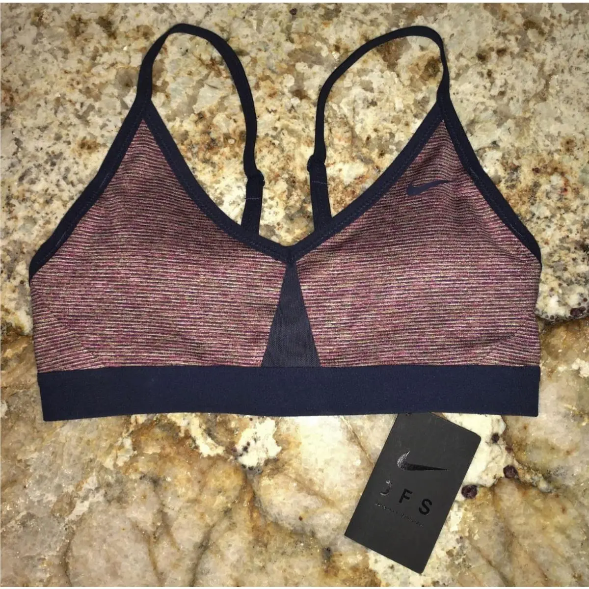 Nike Lab Jfs Pro Indy Striped Navy Blue Padded Sports Bra Yoga Womens Sz S