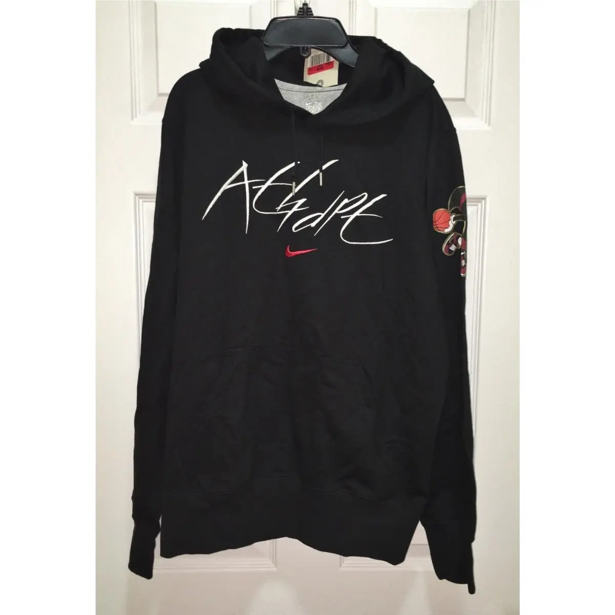 Nike Athletic Dept Flight Black Graphic Cotton Pullover Hoodie Mens Sz L