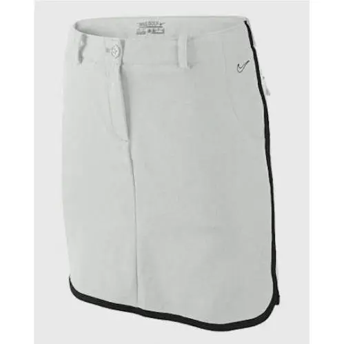 Nike Golf White w/ Olive Green Trim Outline Woven Skort Skirt Womens Sz 4