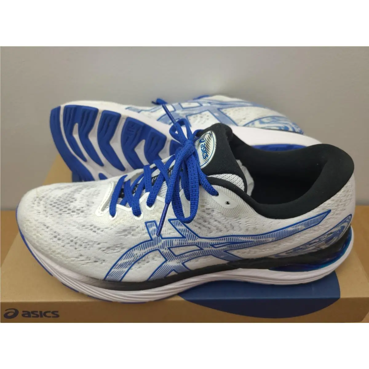 Mens Asics Gel-cumulus 23 Size 8.5 White/blue/black Running Shoes Sneakers