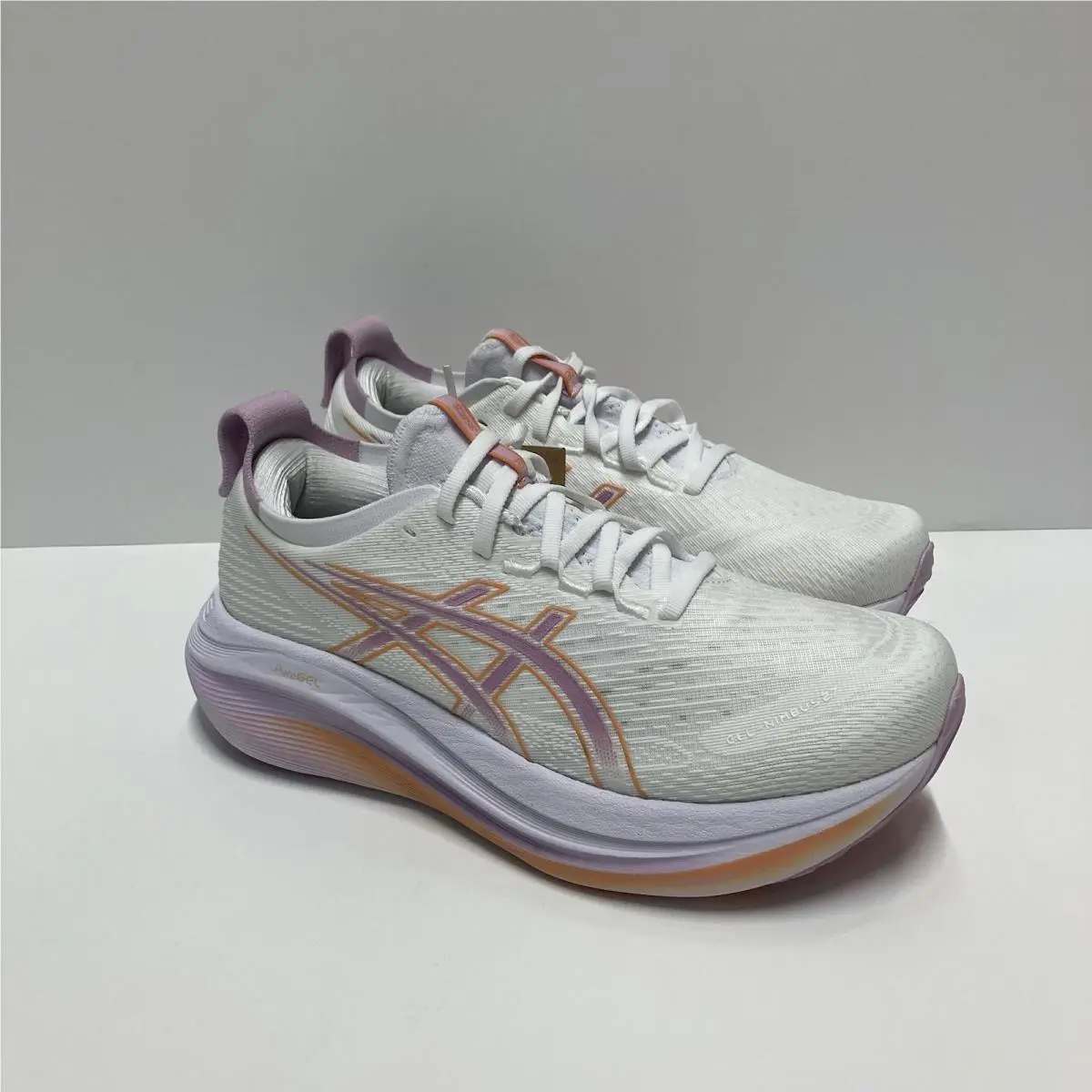 Asics Gel Nimbus 27 Women Size 9 Wide White / Light Ube +1 Free Tee-shirt