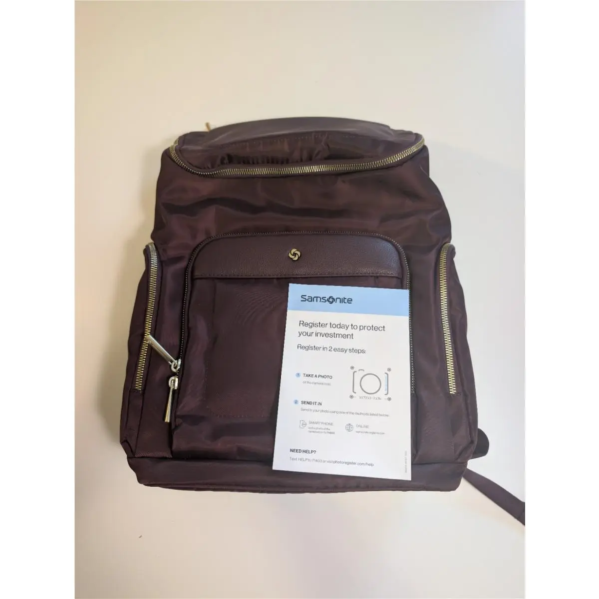 Samsonite Mobile Solution Essential Backpack Merlot Gold Hardware