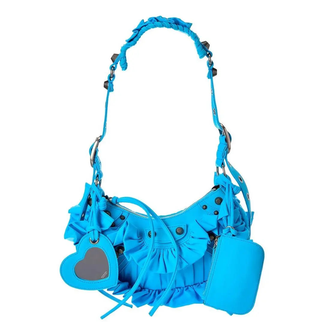 Le Cagole Xs Leather Shoulder Bag Women`s Blue by Balenciaga
