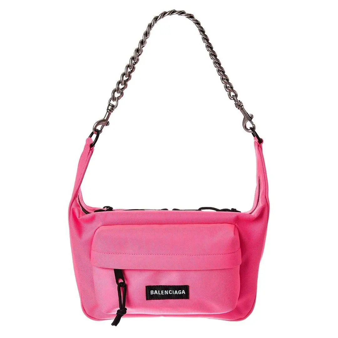 Raver Medium Canvas Shoulder Bag Women`s Pink by Balenciaga