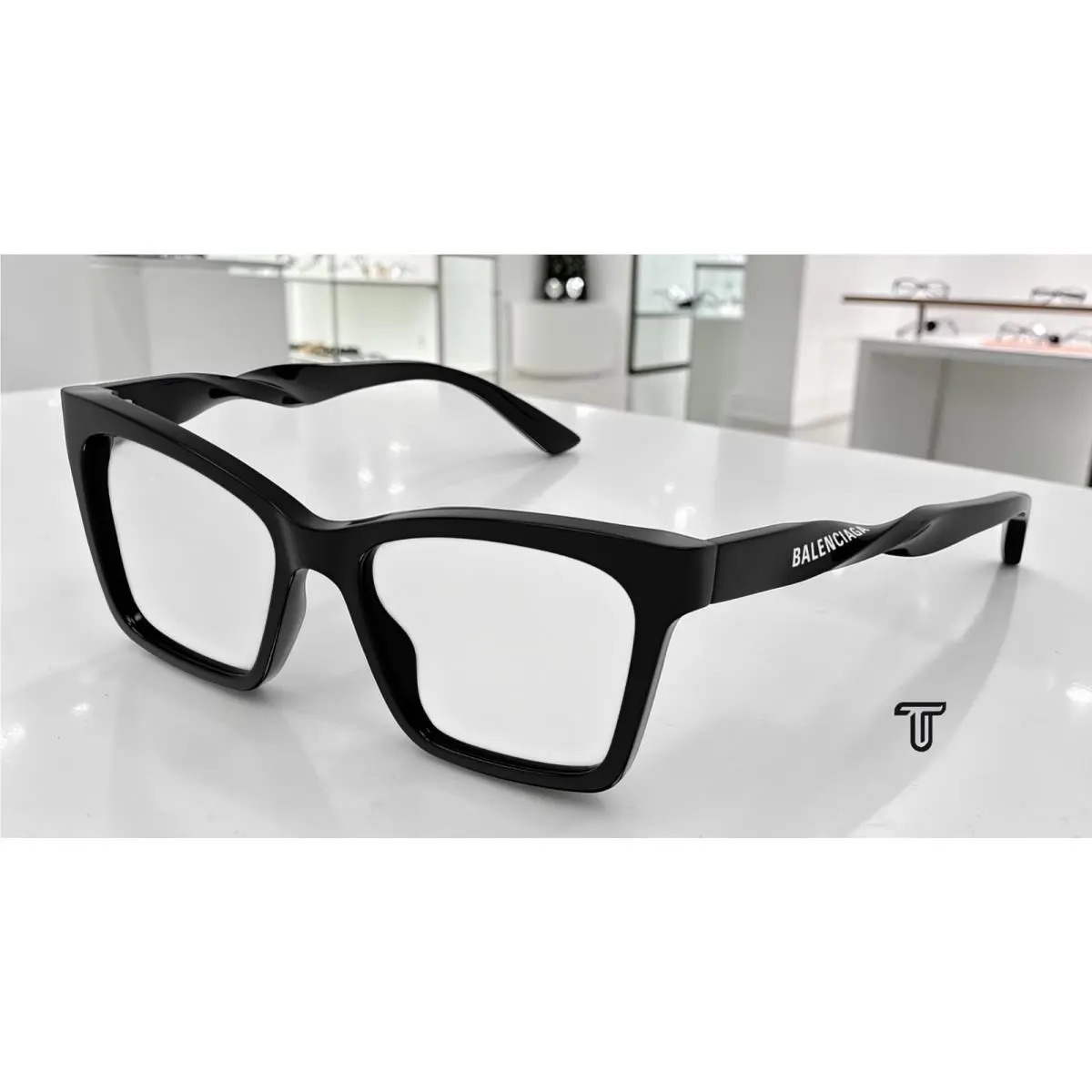 BB0210O 001 Cat Eye Acetate Black Demo Lens 53 mm Women`s Eyeglasses by Balenciaga