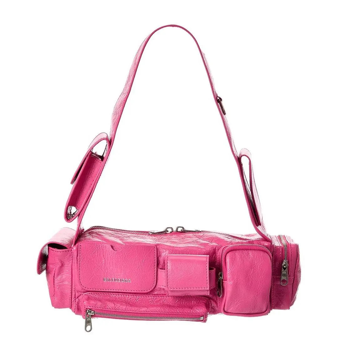 Superbusy Xs Leather Shoulder Bag Women`s Pink by Balenciaga