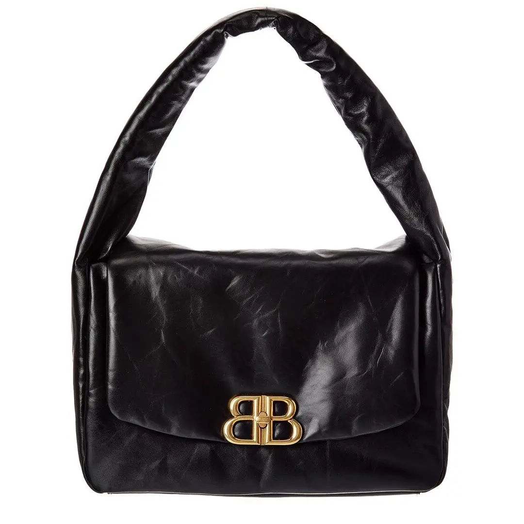 Monaco Leather Shoulder Bag Women`s Black by Balenciaga