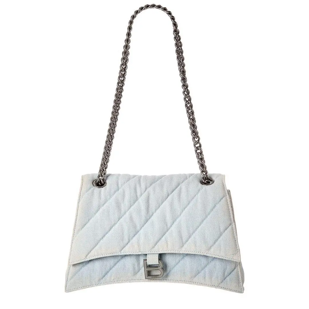 Crush Medium Denim Shoulder Bag Women`s Blue by Balenciaga