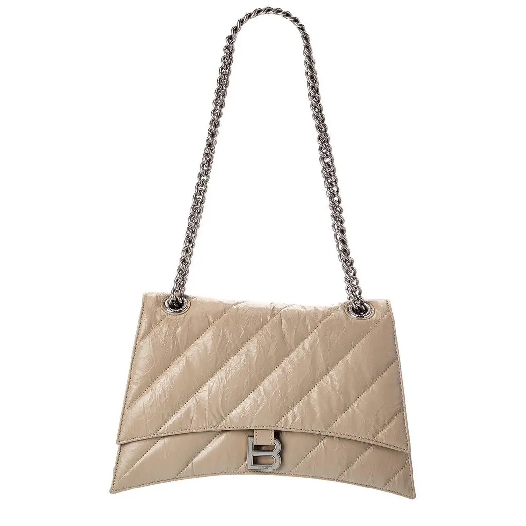 Crush Medium Quilted Leather Wallet On Chain Women`s Brown by Balenciaga
