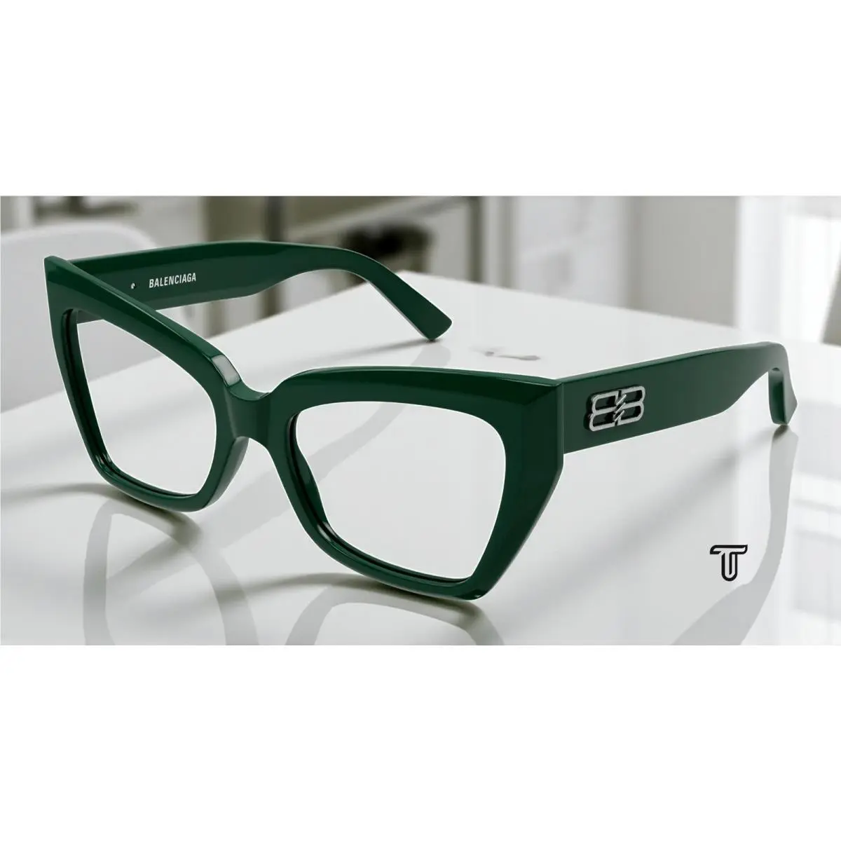 BB0275O 004 Butterfly Recycled Acetate Green 53 mm Women`s Eyeglasses by Balenciaga
