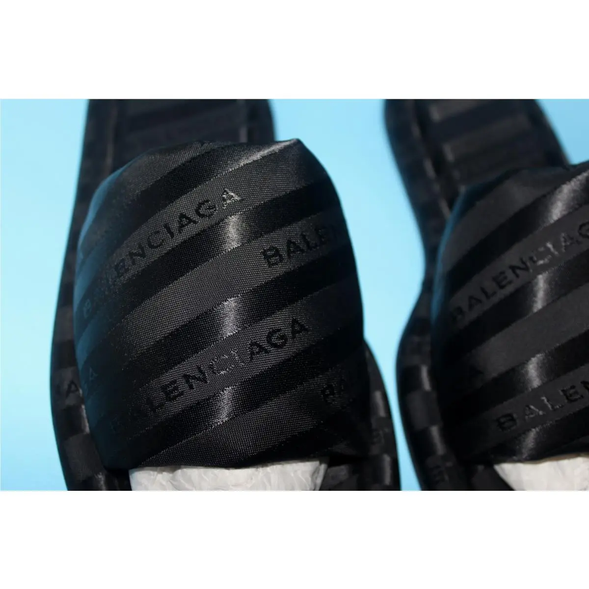 Satin Logo Jacquard Hotel Slides Sandals Demna Bottega 37 by Balenciaga