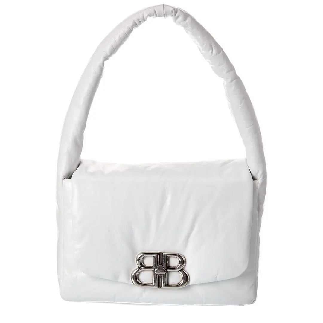 Monaco Padded Leather Shoulder Bag Women`s White by Balenciaga