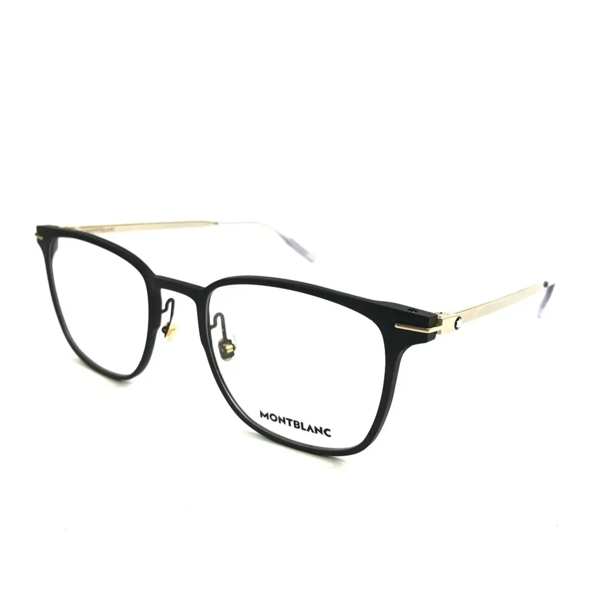 Eyeglasses Frames MB0397ON 001 Matte Black Gold Square 52-20-145 by Montblanc