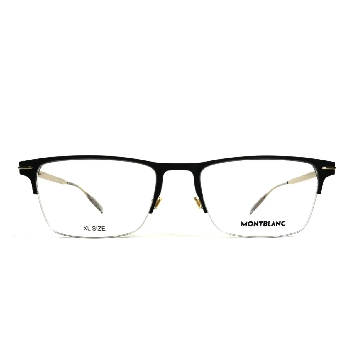 Eyeglasses Frames MB0468O 002 Matte Black Gold Half Rim 55-19-145 by Montblanc