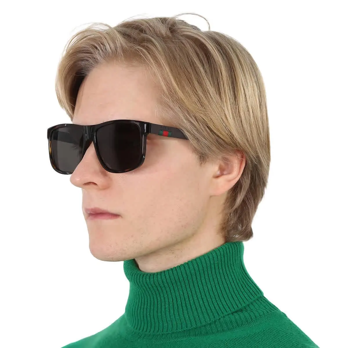 Polarized Grey Square Men`s Sunglasses GG0010S 003 58 GG0010S 003 58 by Gucci