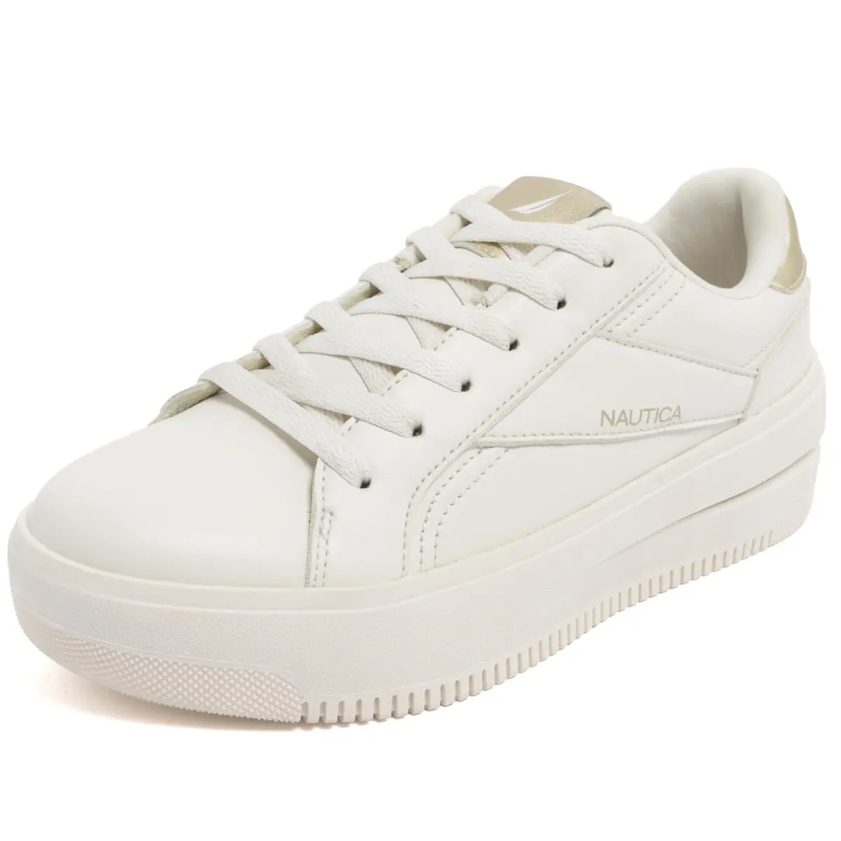 Women’s Lace-up Sneaker Vegan Leather Casual Tennis Shoe bone saylyn by Nautica