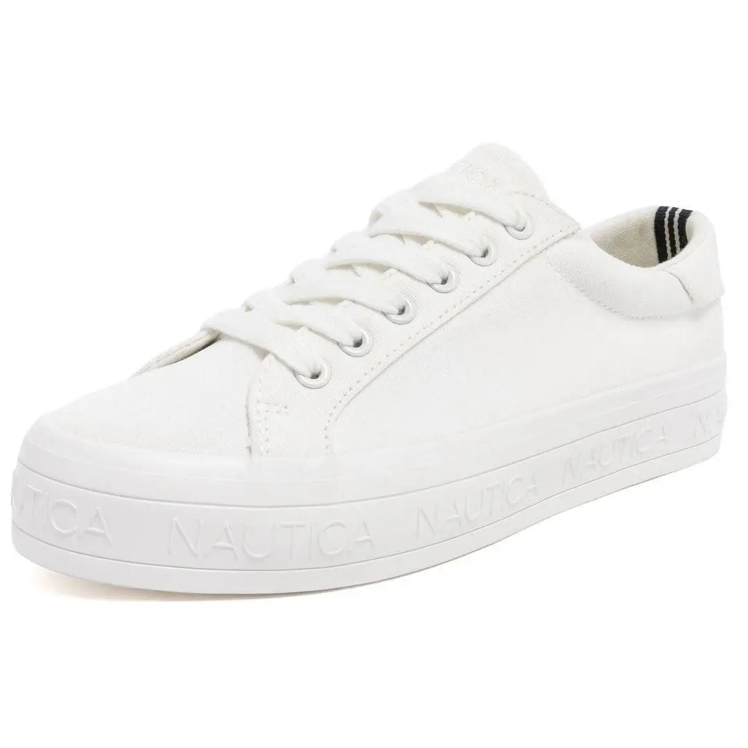 Women’s Lace-up Sneaker Vegan Leather Casual Tennis Shoe white sunshine by Nautica