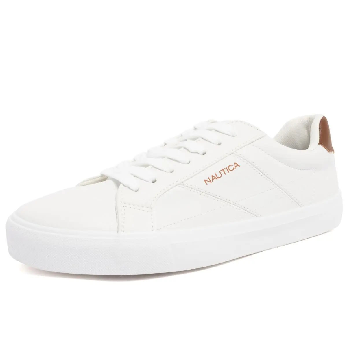 Men`s Casual Lace-up Shoe Classic Tennis Low Top Loafer white tan by Nautica