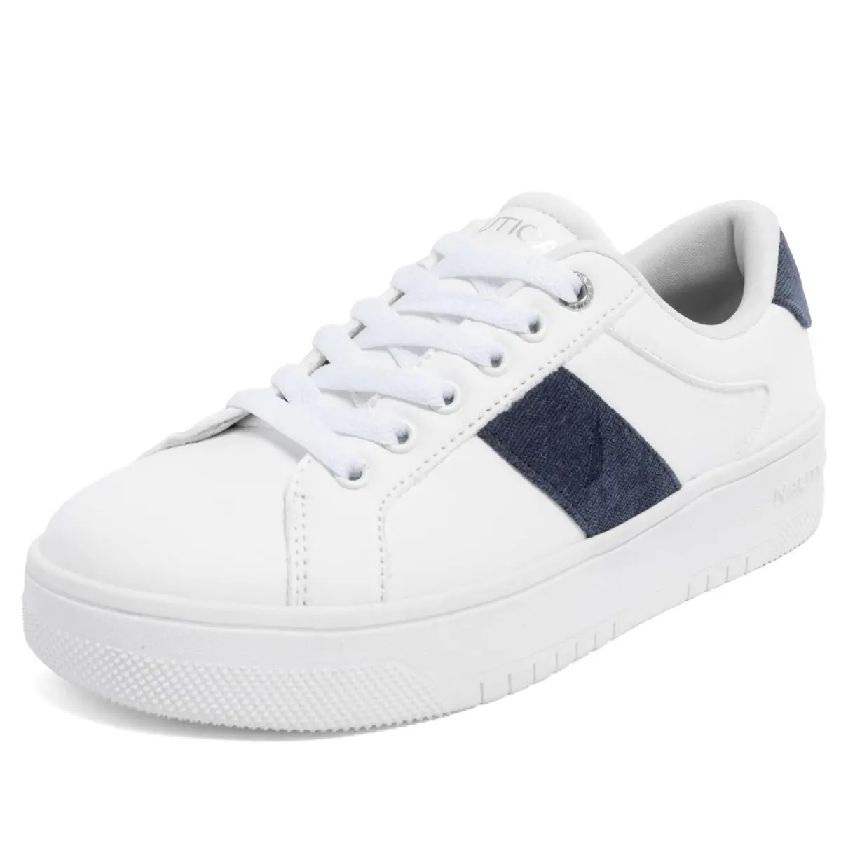 Women’s Low Top Lace-up Sneaker Classic Casual Tennis Shoe white navy by Nautica