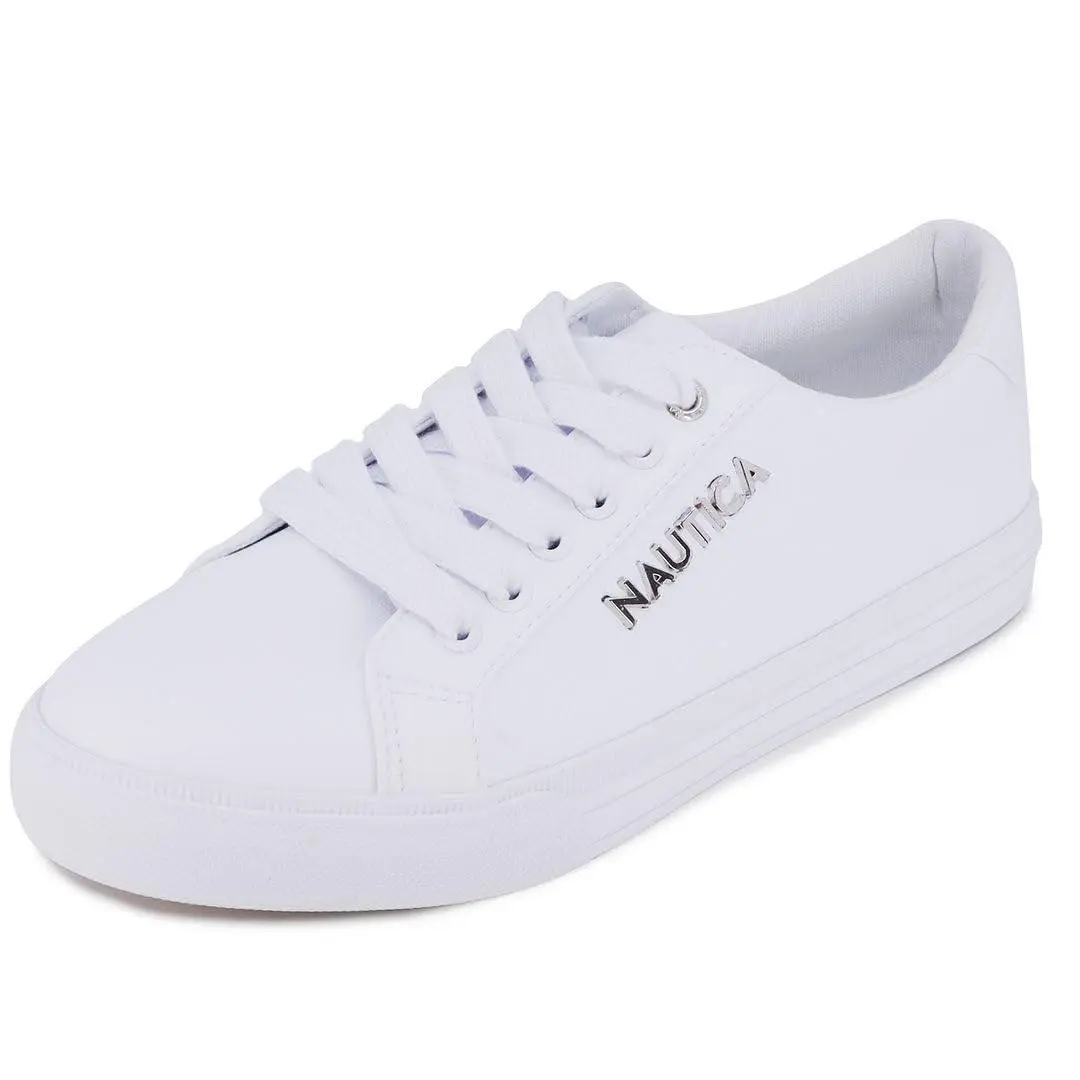 Women’s Fashion Sneakers Lace Up Low Top Casual Shoes arent white by Nautica