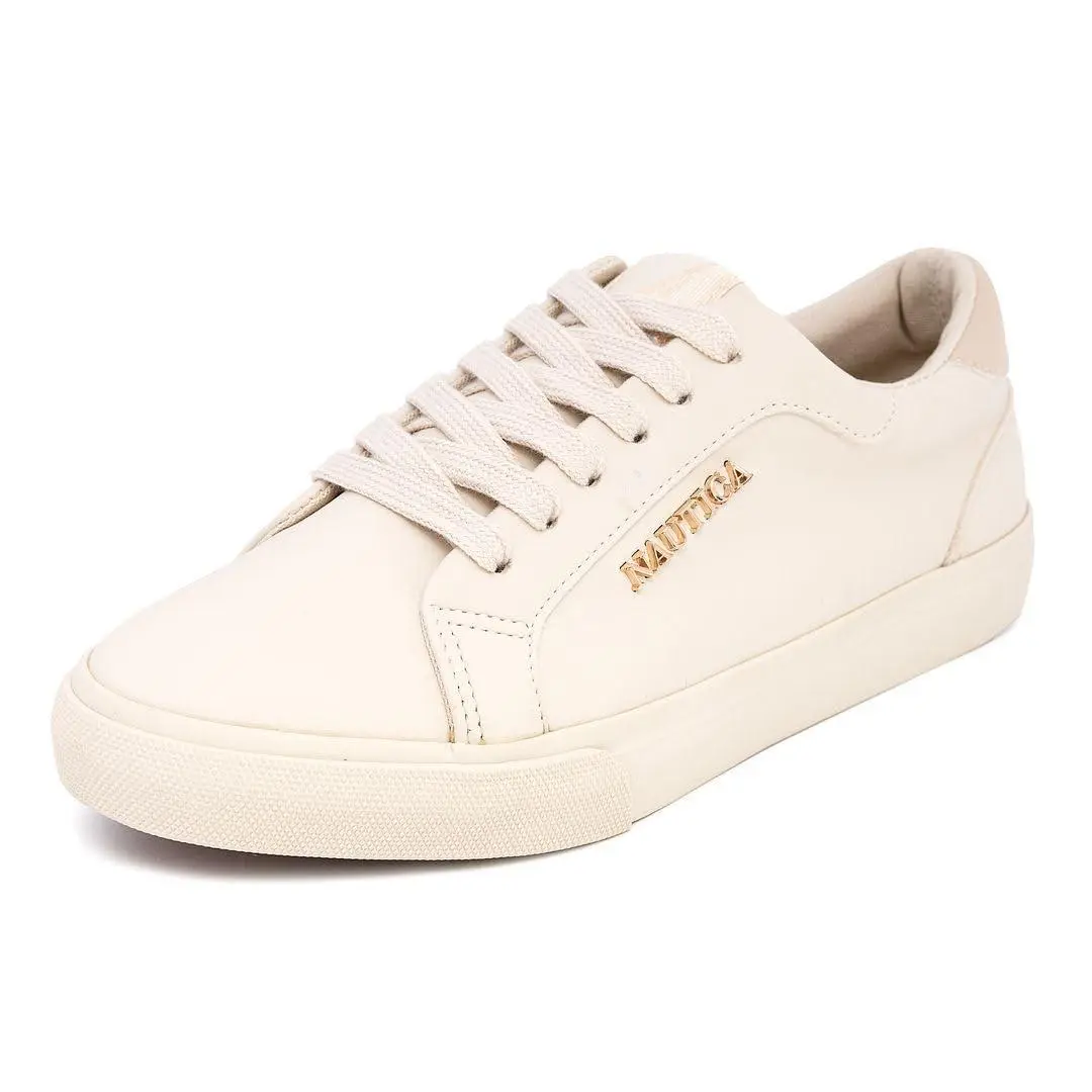Women’s Fashion Sneakers Lace Up Low Top Casual Shoes bone taupe by Nautica