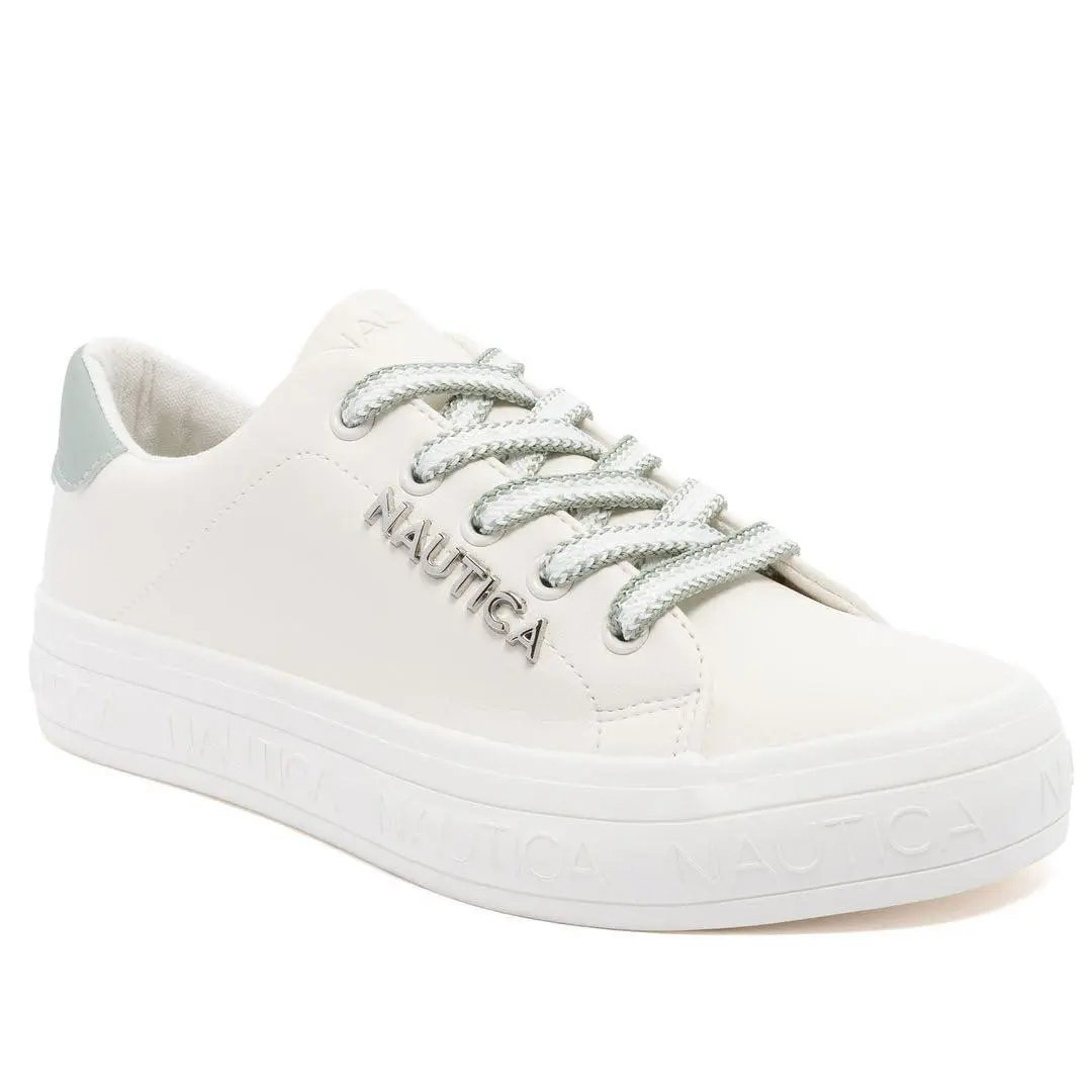 Women’s Fashion Sneakers Lace Up Low Top Casual Shoes white sage by Nautica
