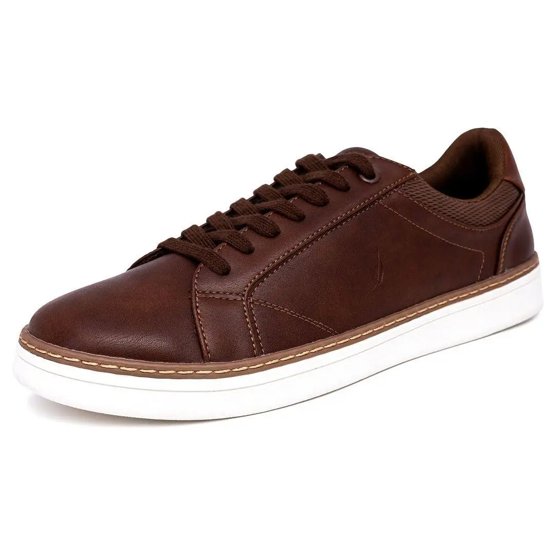 Men`s Casual Lace Up Loafer Tennis Shoes Classic Walking Low brown turvo by Nautica