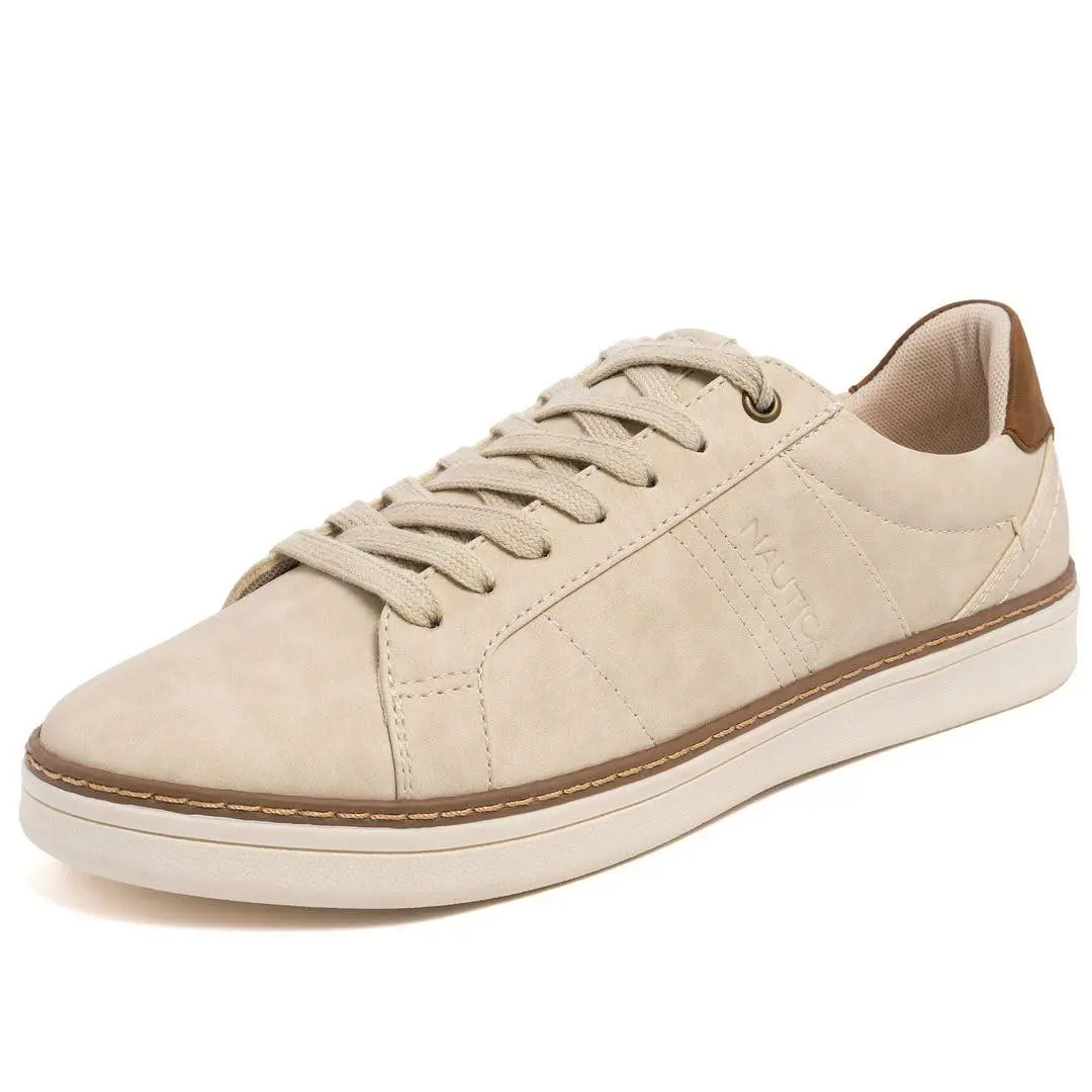Men`s Casual Lace Up Loafer Tennis Shoes Classic Walking Low light taupe by Nautica