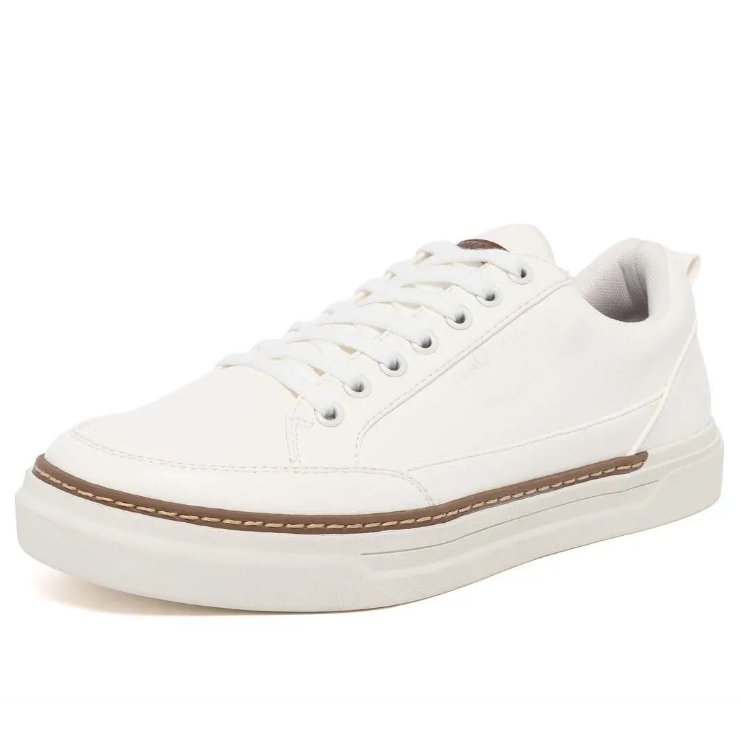 Men`s Fashion Sneaker Casual Lace-up Low Top Lightweight white colson by Nautica