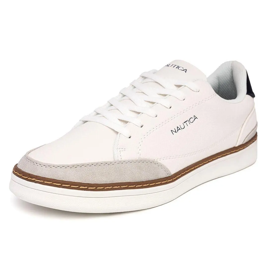 Men`s Fashion Sneaker Casual Lace-up Low Top Lightweight white grey jaro by Nautica