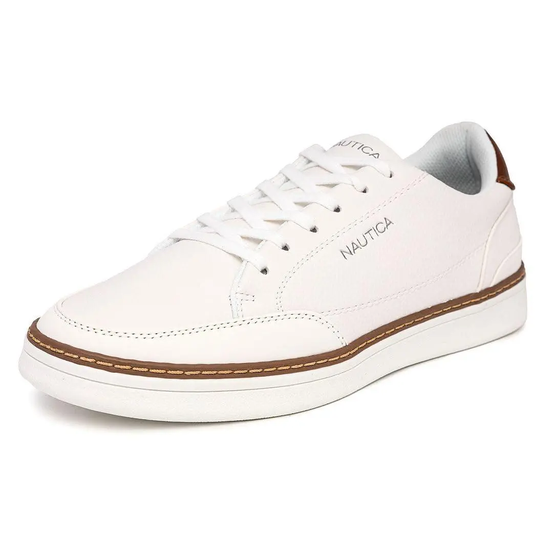 Men`s Fashion Sneaker Casual Lace-up Low Top Lightweight white jaro by Nautica