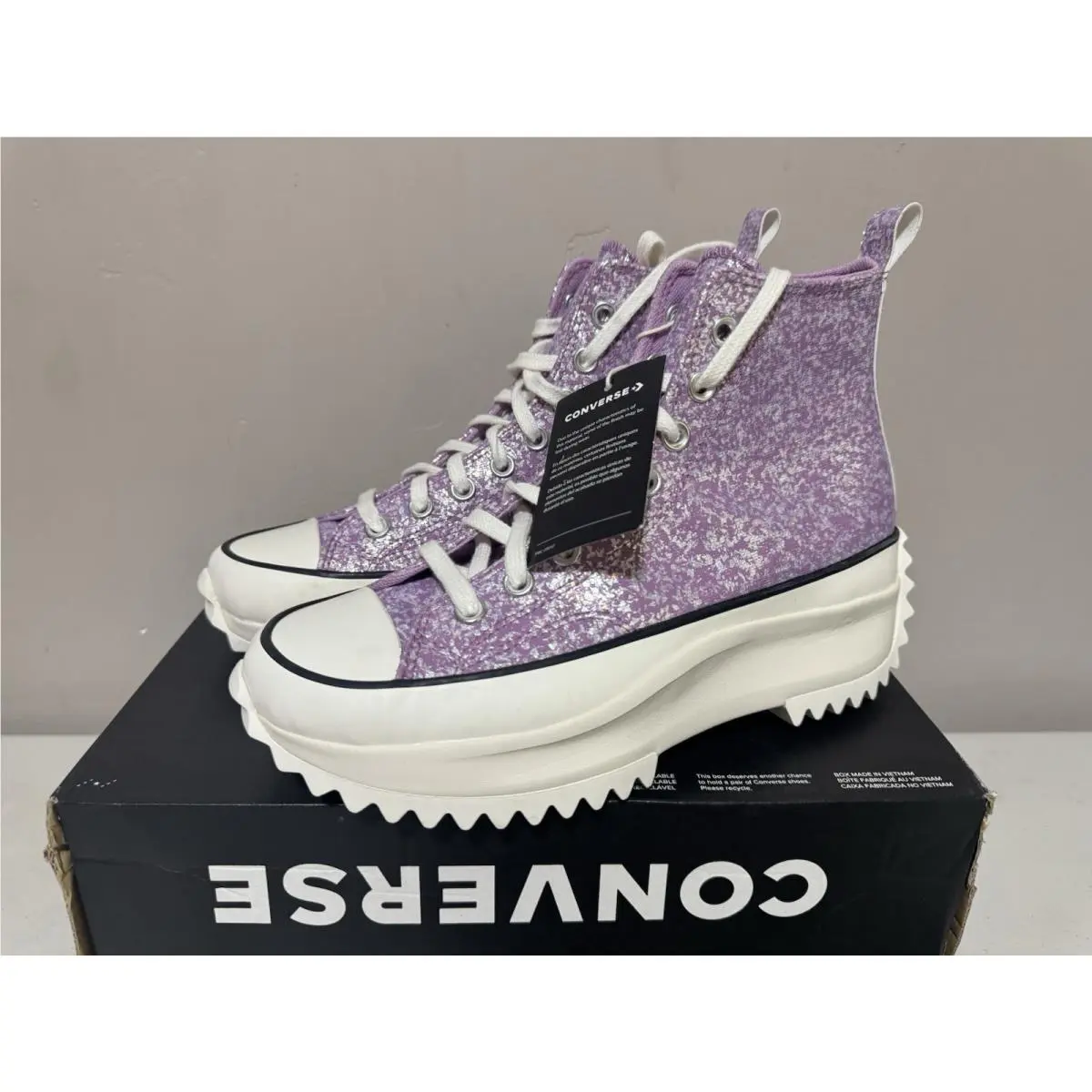 Run Star Hike High Platform Glitter Purple Pink Women`s 8.5 9 by Converse