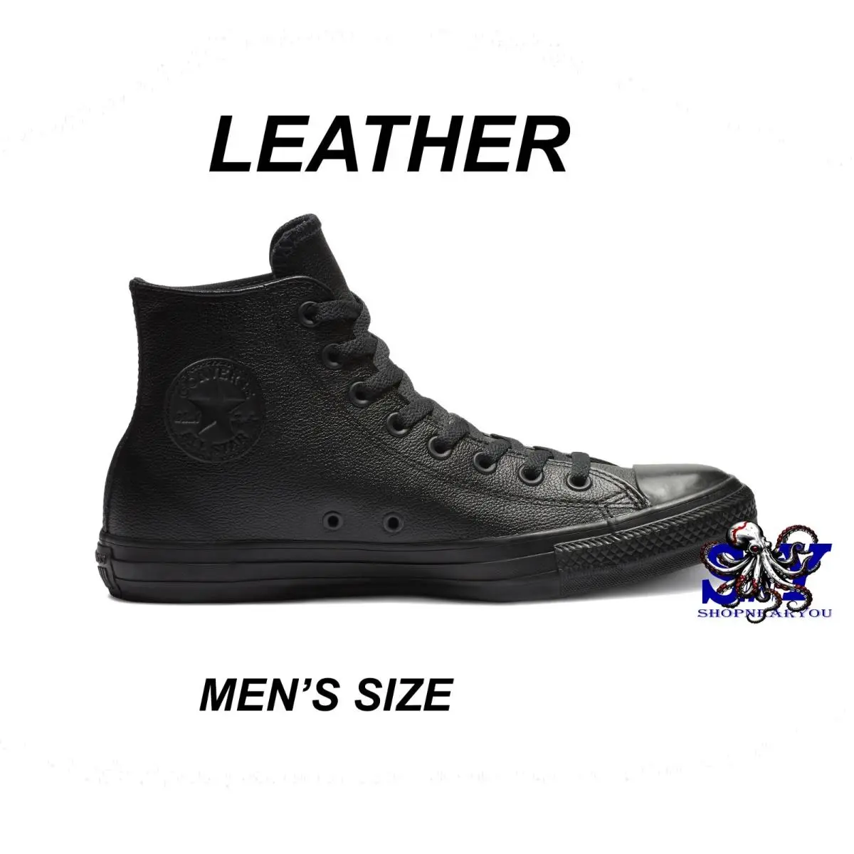Converse Chuck Taylor High Top Leather Sneakers Shoes Kicks Black Men`s 5 W 7