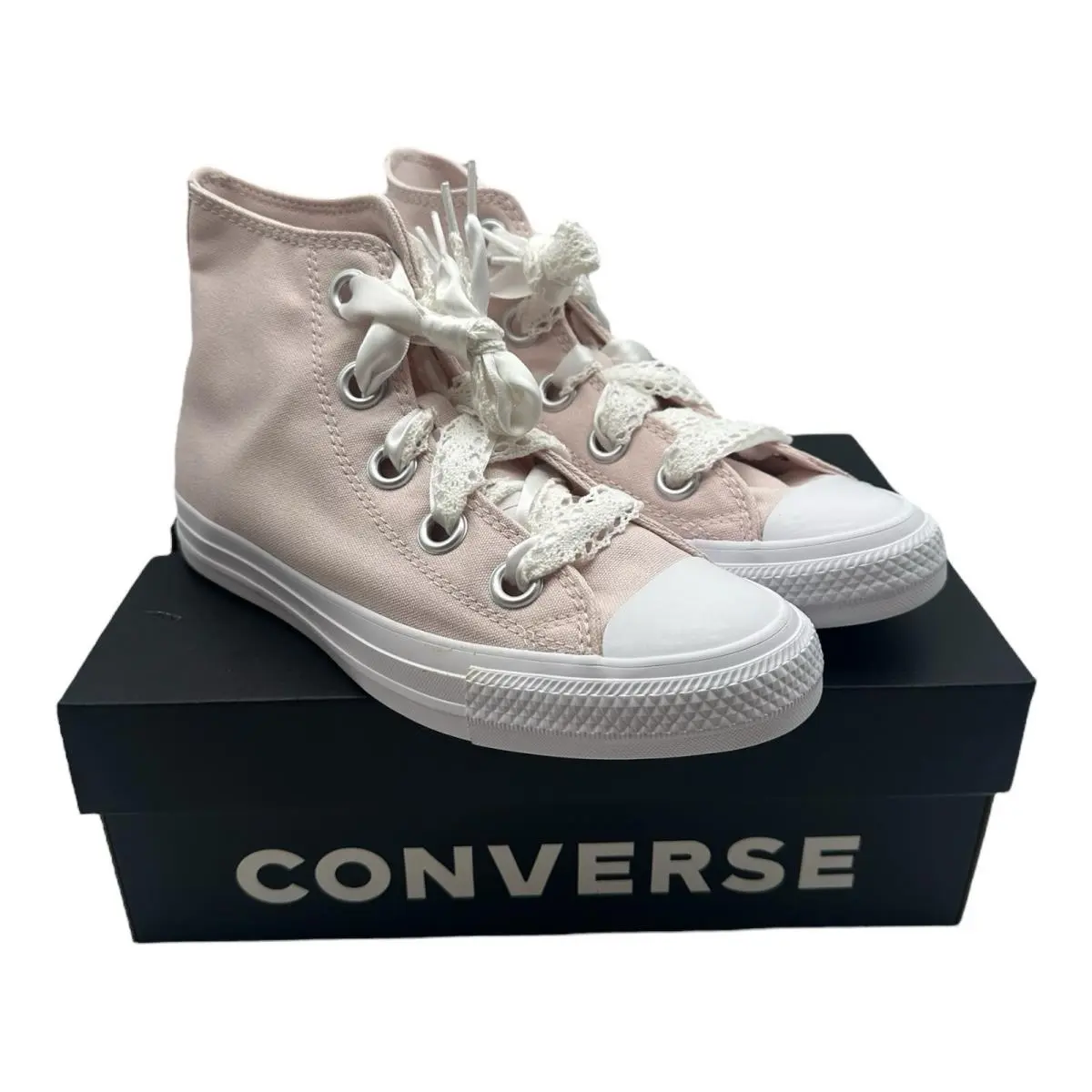 Chuck Taylor All Star Shoes Women`s Sz 9 Pink Crochet Laces Big Eyelets by Converse