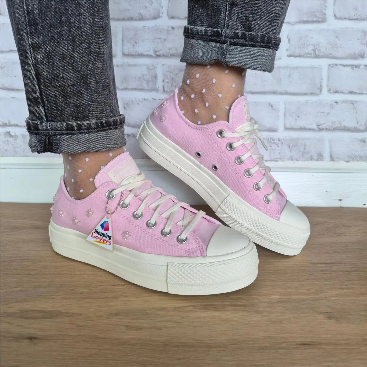 Chuck Taylor Lift Platform Beads 10.5 Women Shoes Sneakers Pink A16108C by Converse