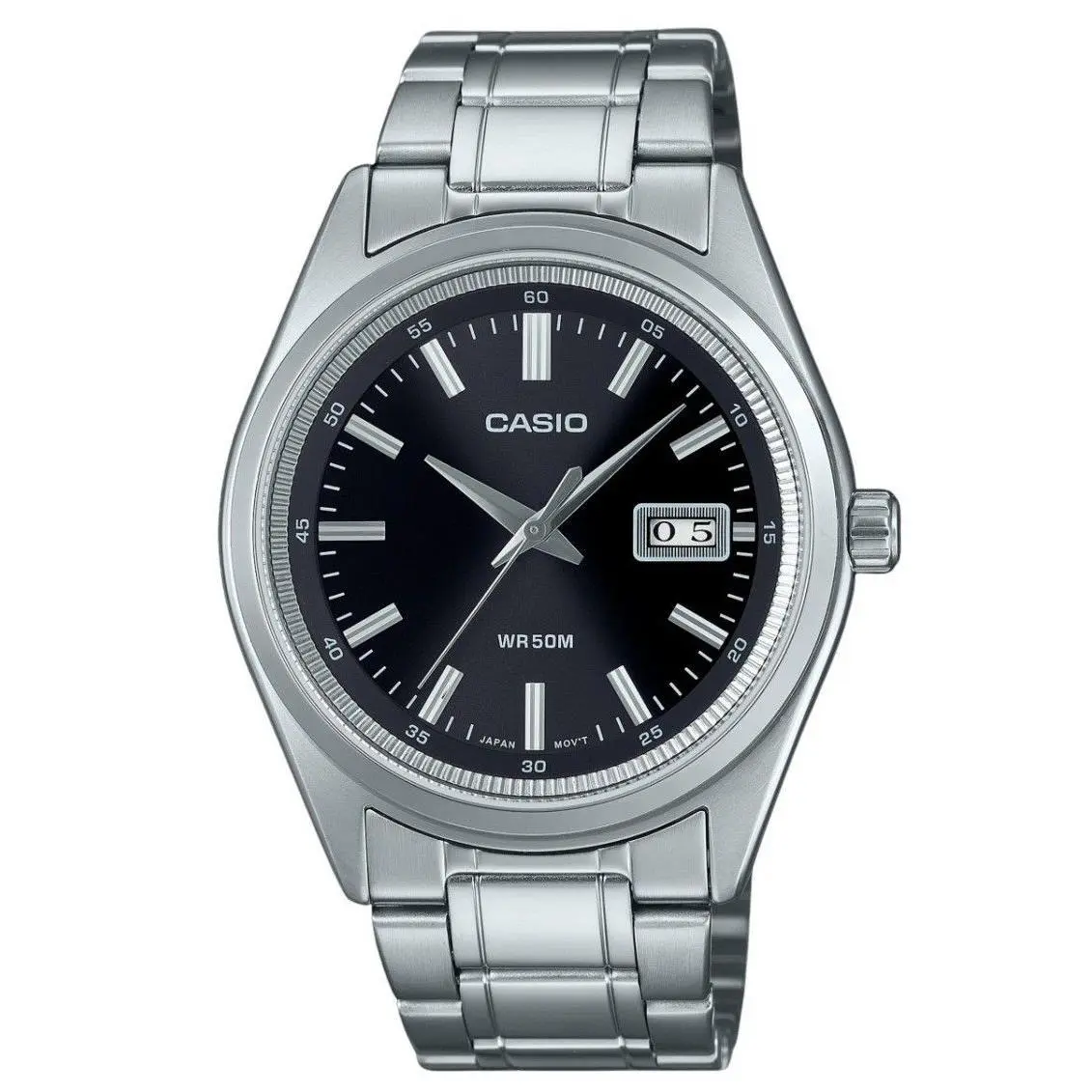 Casio Analog Stainless Steel Black Dial Quartz MTP-B180D-1A1V 50M Men`s Watch